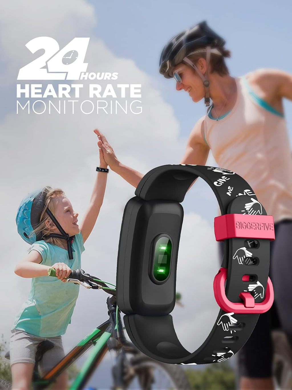 Kids Fitness Tracker Watch for Girls Boys Age 5-15, Heart Rate Monitor, IP68 Waterproof, Activity Tracker, Sleep Monitor, Pedometer, Calorie Counter, Silent Alarm Clock (Black)