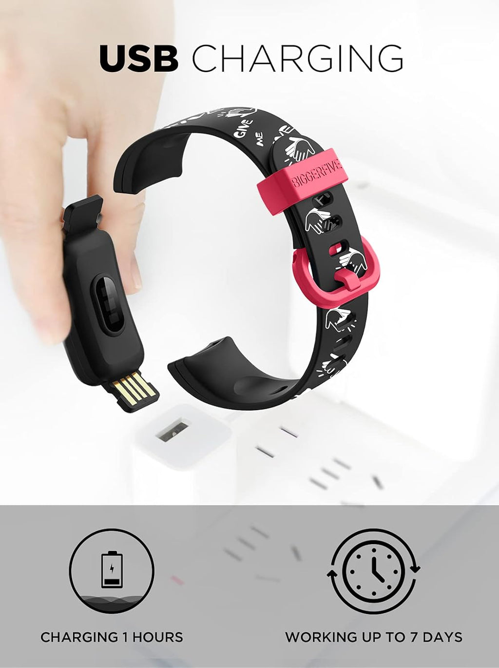 Kids Fitness Tracker Watch for Girls Boys Age 5-15, Heart Rate Monitor, IP68 Waterproof, Activity Tracker, Sleep Monitor, Pedometer, Calorie Counter, Silent Alarm Clock (Black)