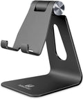 Phone Stand for Desk, Single Adjustable Cell Phone Holder, Portable Mobile Phone Cradle Dock for Iphone 15, 14, 13, 12 Pro Max, Samsung, Huawei, and All Smartphones. (Black)