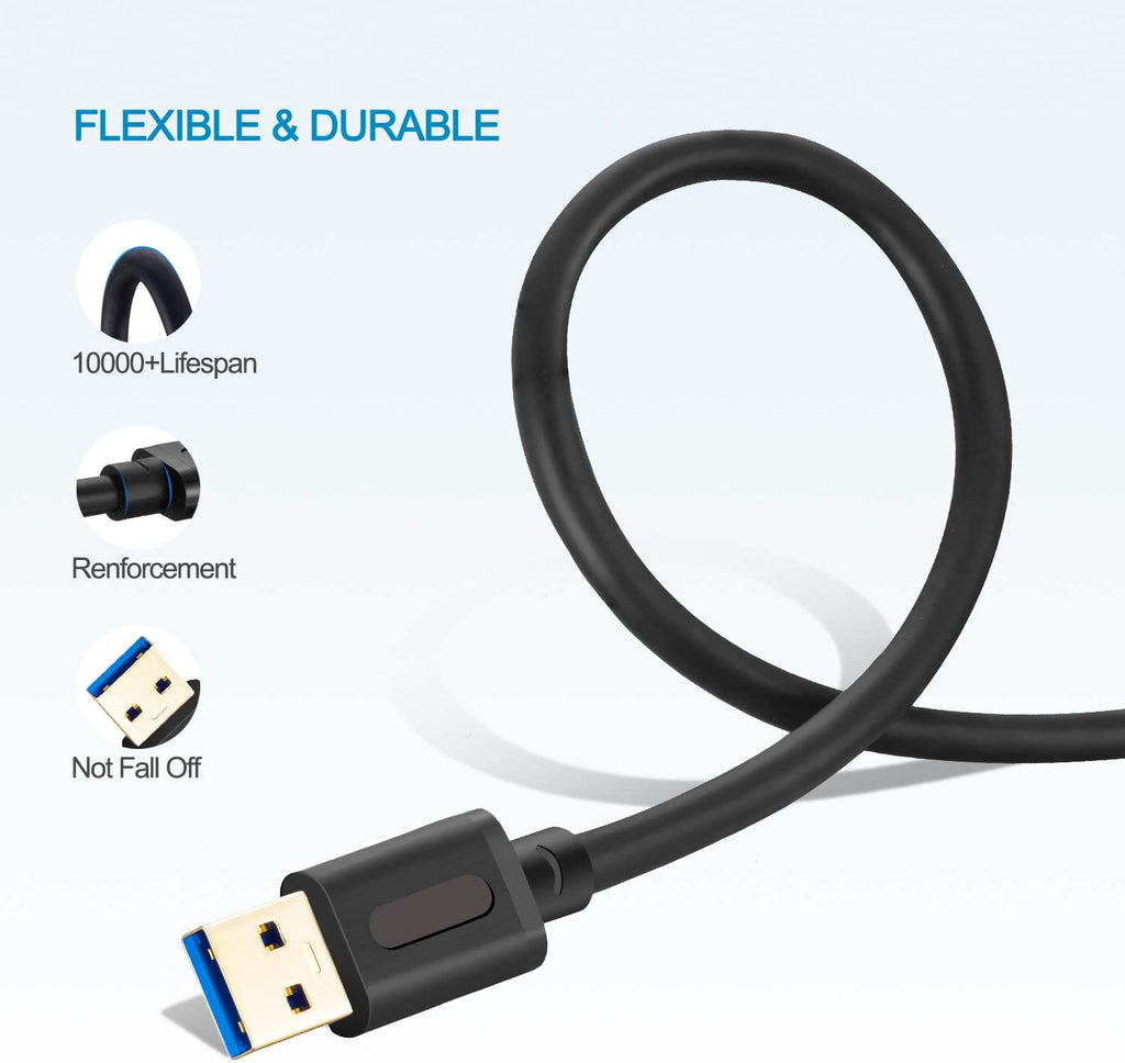 USB 3.0 Male to Male Cable 25Ft,Usb to USB Cable with Gold-Plated Connector for Hard Drive Enclosures, DVD Player, Laptop Cooler(25Ft/8M)
