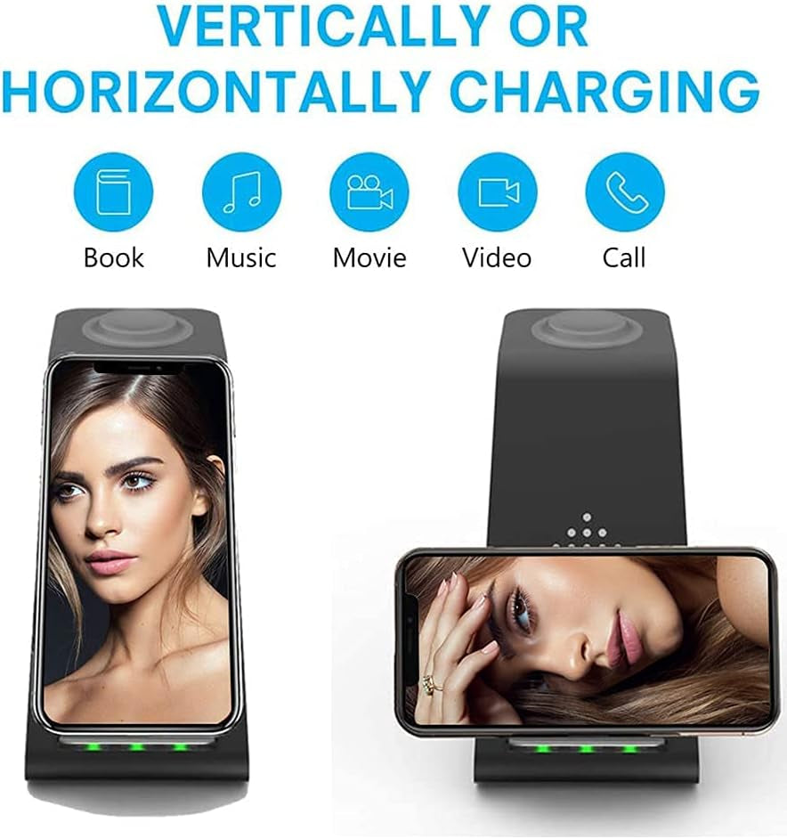 Wireless Charger Stand Dock 3 in 1 Fast Qi Wireless Charging Station Pad for Multiple Devices Apple Watch Ultra/9/8/7/6/Se/5/4/3/2,Airpods Pro,Iphone 16/15/15 Pro/14/13/12/11/X/8 Phone,Women Men Gift